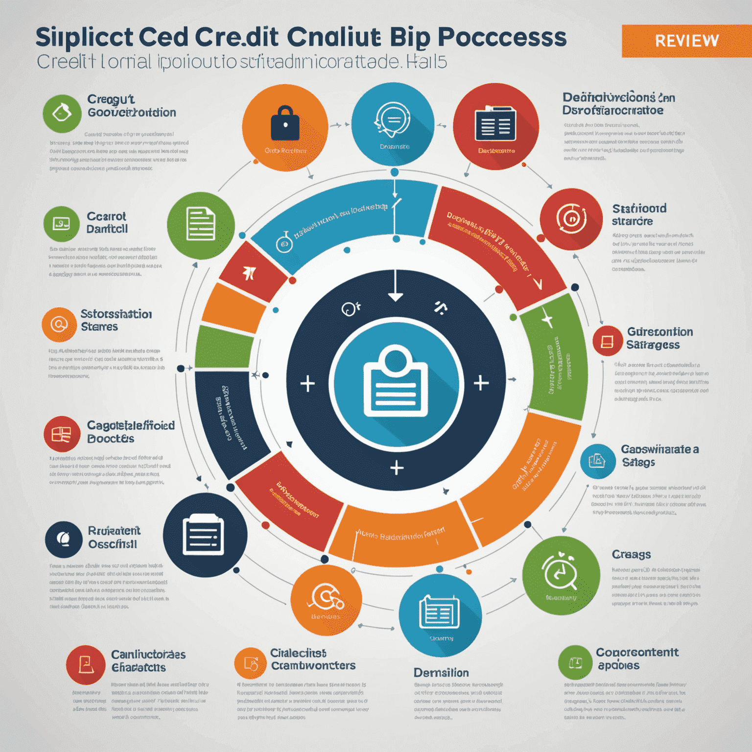 Infographic showing the step-by-step credit dispute process, including review, identification, submission, documentation, and resolution stages