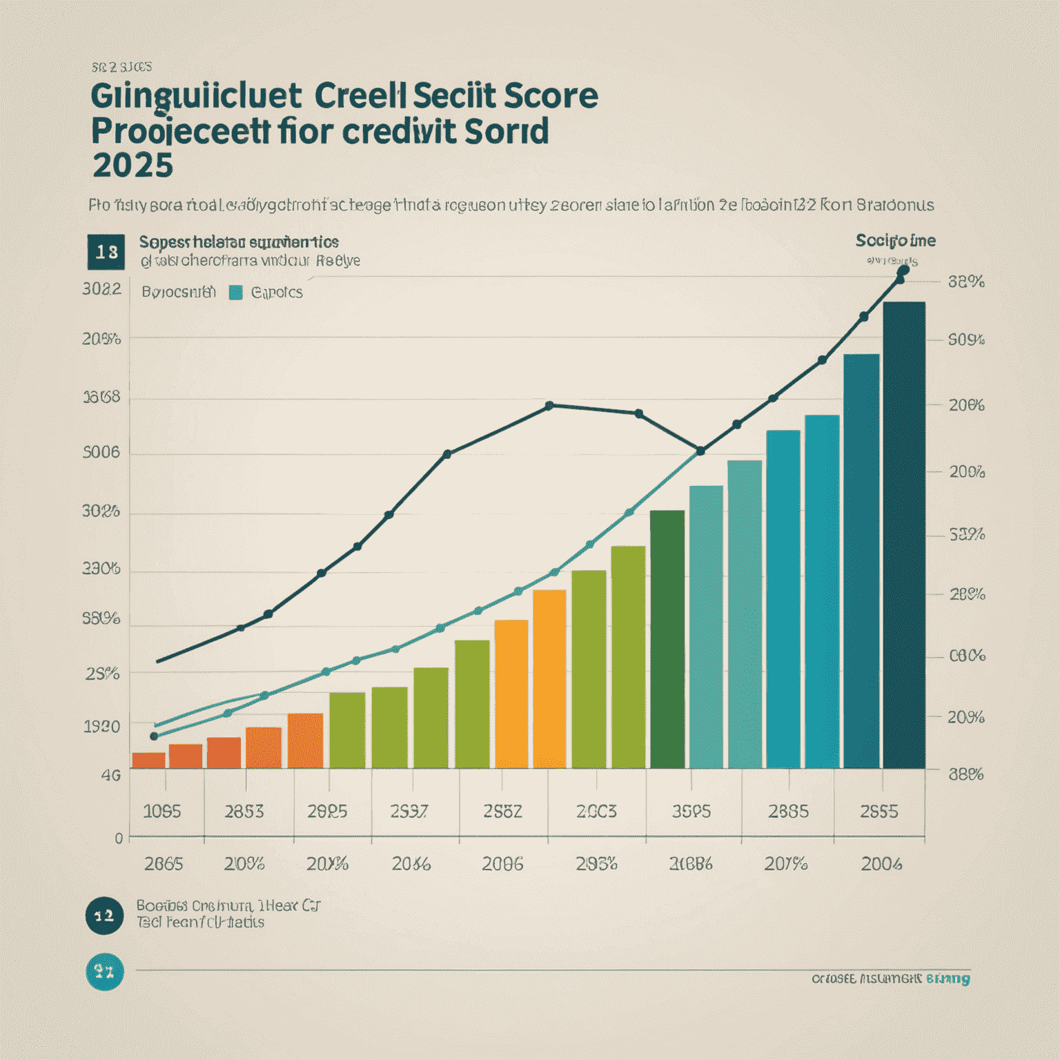 A line graph showing projected credit score trends for different US regions from 2024 to 2025, with most lines showing an upward trajectory.