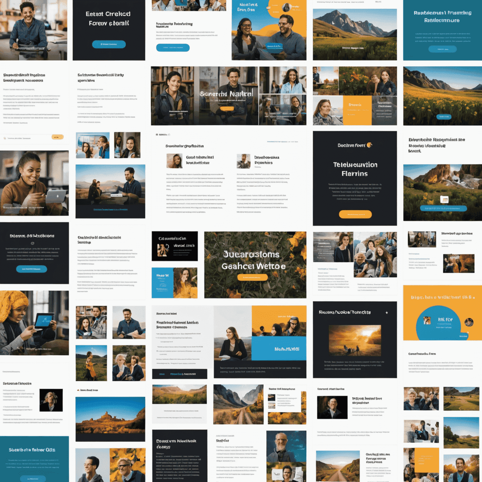 Collage of educational resources including video thumbnails, article previews, and interactive quiz icons