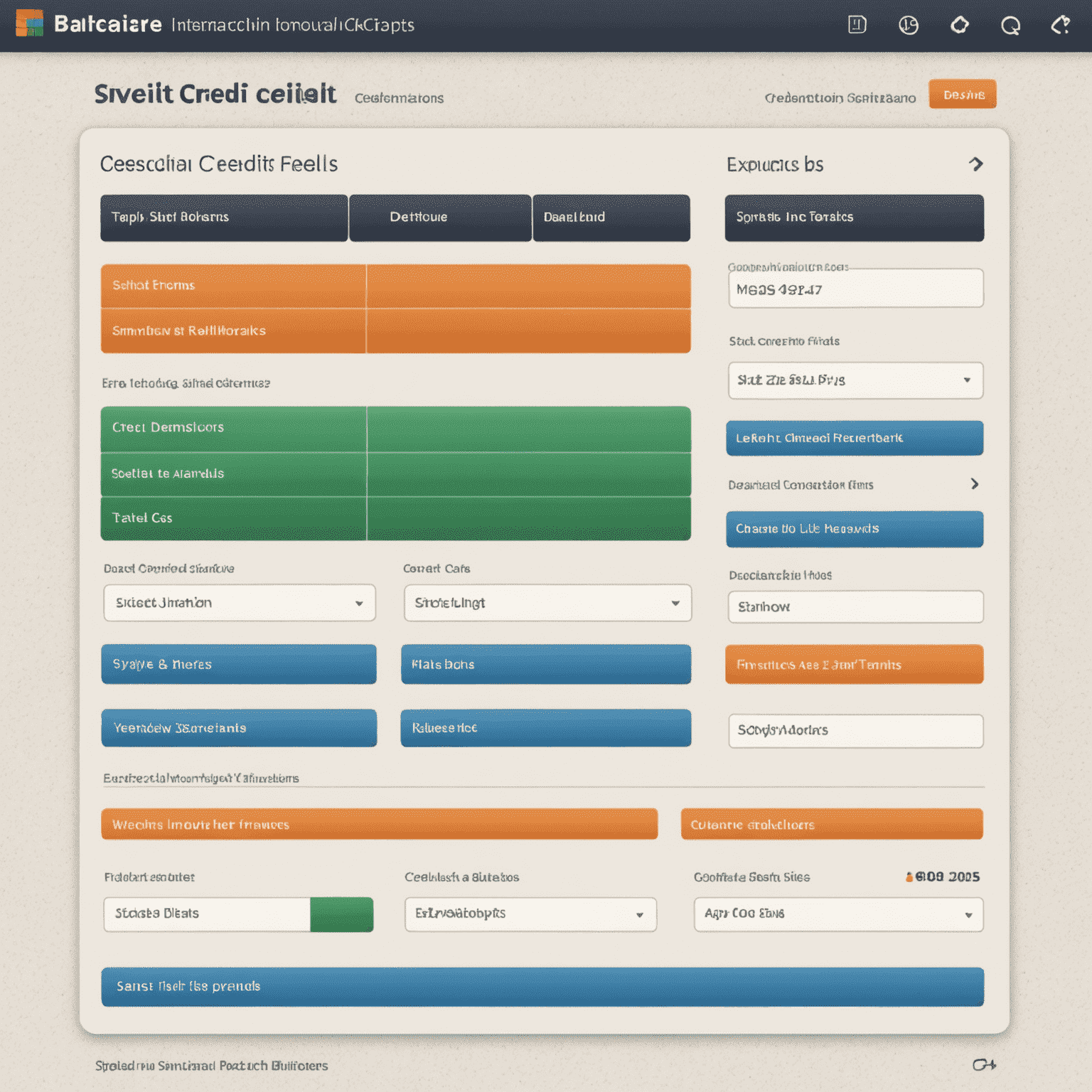 Interactive credit simulator interface showing sliders and input fields for various financial scenarios