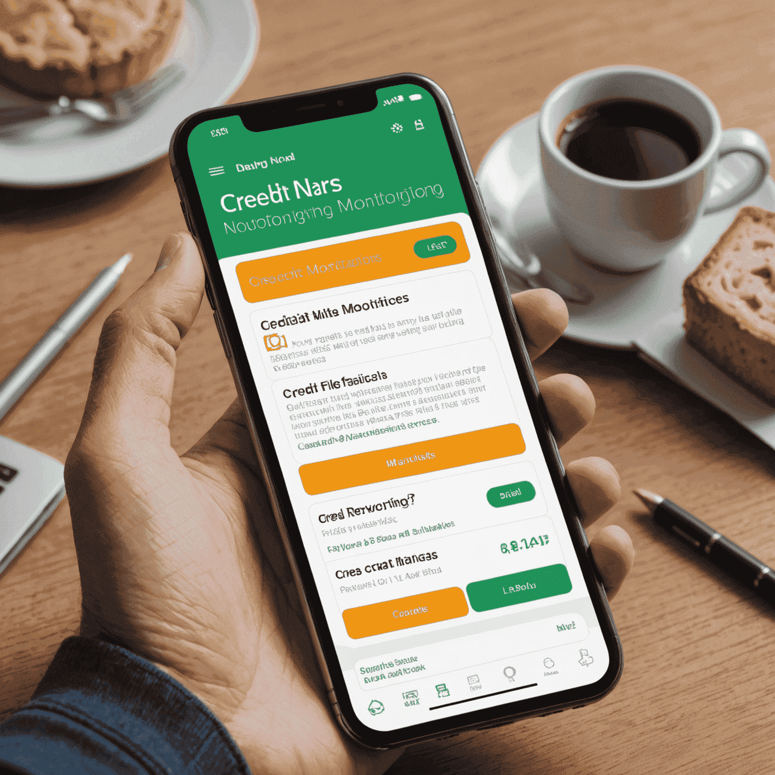 Mobile device screen showing credit monitoring alert notifications with important updates